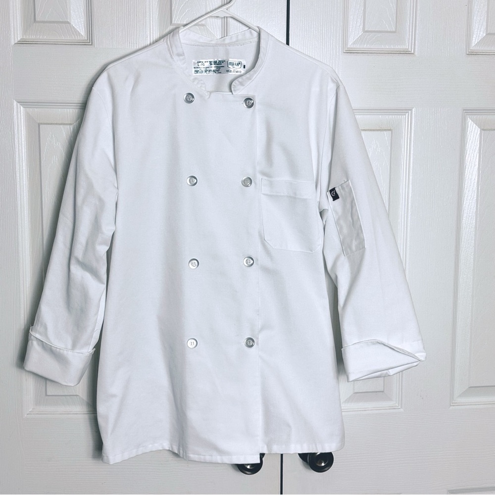 Red Kap Men’s Chef Double Breasted Chef Coat White Sz L